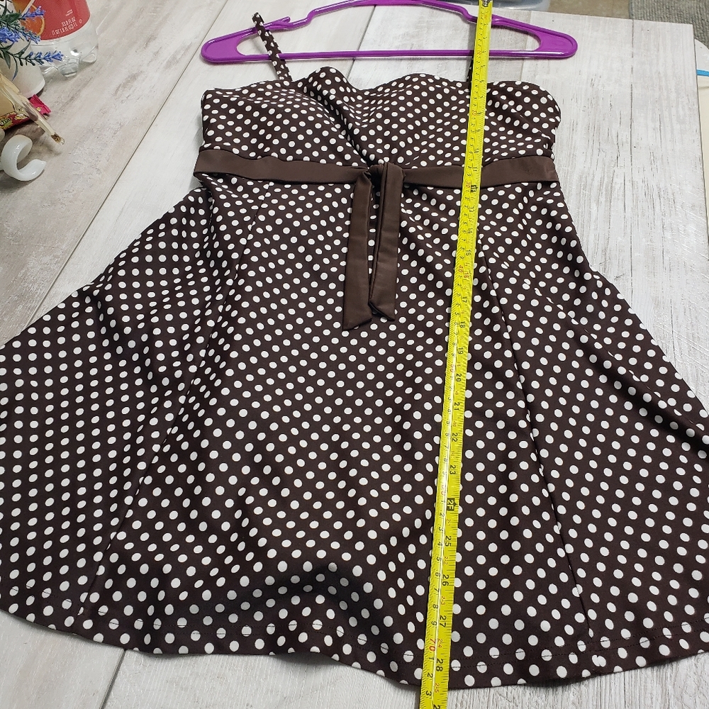 A Shore Fit Swimdress 10 Thigh Solutions One Piece Brown Polka Dot Swim Retro - Picture 6 of 14
